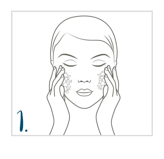 Step 1 Cleanse face, neck and décolleté