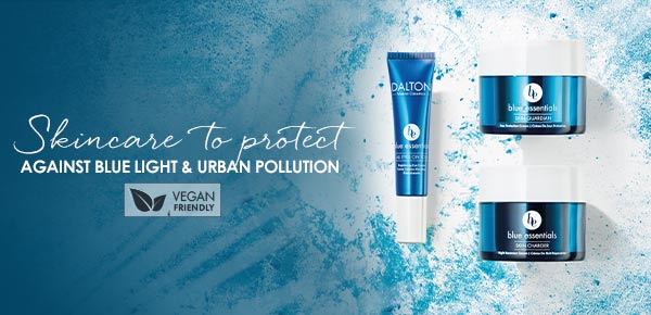 Blue Essentials Collection Skin Care Products to protect skin from blue light and air pollution