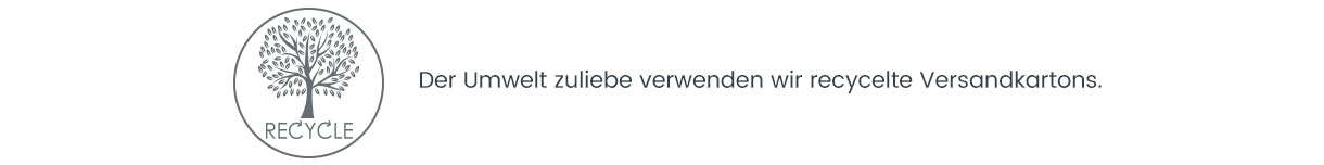 Der Umwelt zuliebe verwenden wir recycelte Versandkartons Der Umwelt zuliebe verwenden wir recycelte Versandkartons