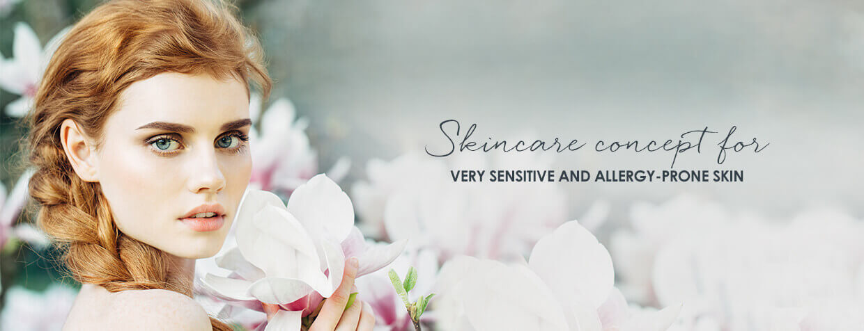 Skincare concept for very sensitive and allergy-prone skin Face care products for sensitive skin prone to allergies