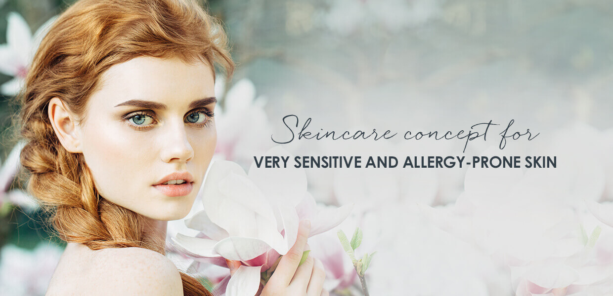 Skincare concept for very sensitive and allergy-prone skin Face care products for sensitive skin prone to allergies