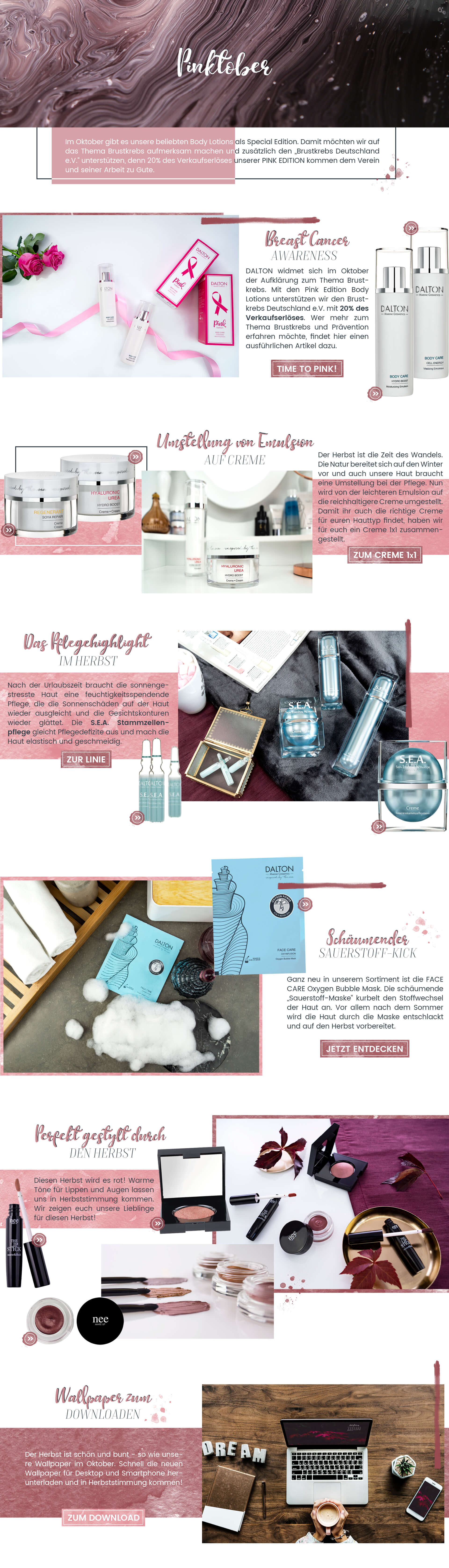 Themenwelt Pinktober Unsere Pflegehighlights im Herbst
