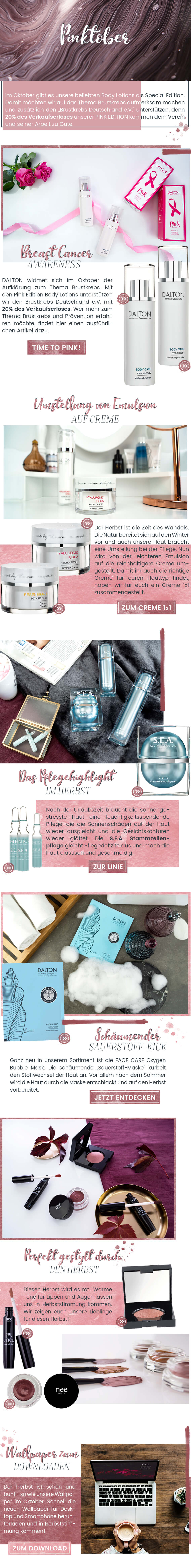 Themenwelt Pinktober Unsere Pflegehighlights im Herbst