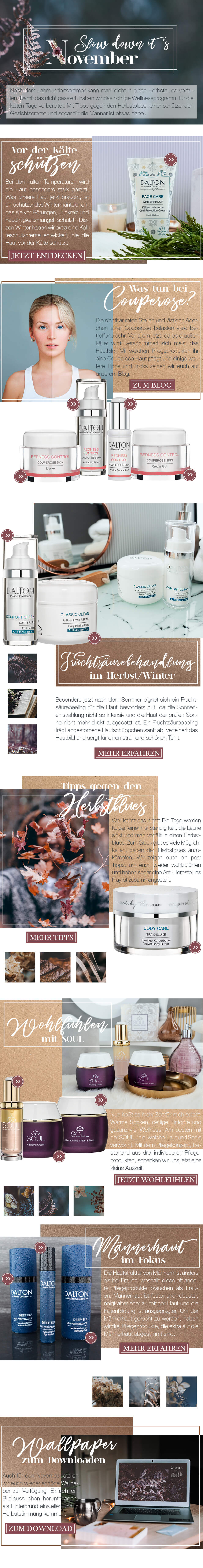 Themenwelt Slow down it's November Unsere Pflegehighlights im Herbst