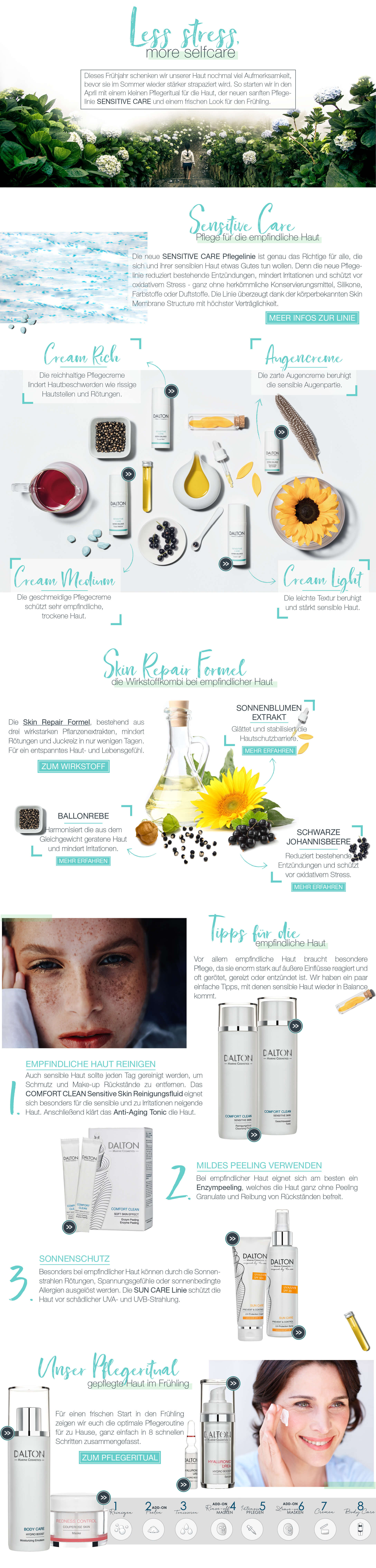 Themenwelt Less stress, more selfcare Pflegeprodukte bei sehr empfindlicher Haut