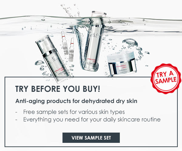 Hydrating skincare samples for dehydrated, dry skin