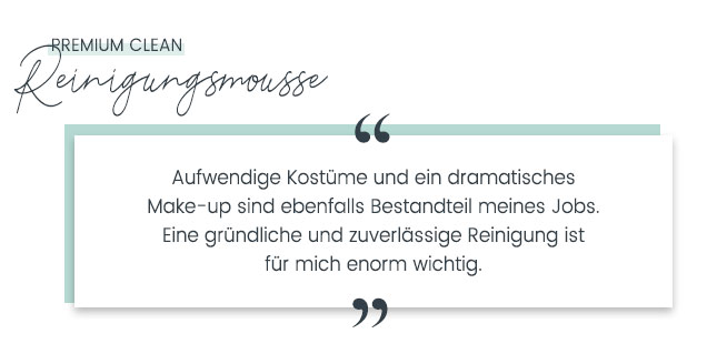 Premium Clean Reinigungsmousse Isabel Edvardsson Markenbotschafterin verwendet das Reinigungsmousse
