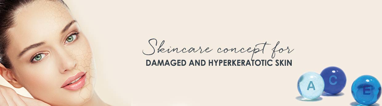 Skincare concept for damaged and hyperkeratotic skin