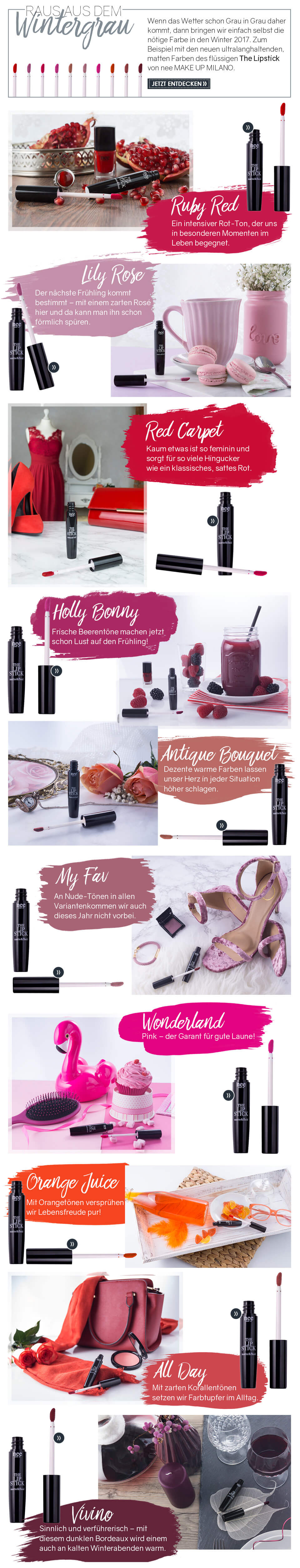 Raus aus dem Wintergrau Die flüssigen, matten Lippenstifte von DALTON